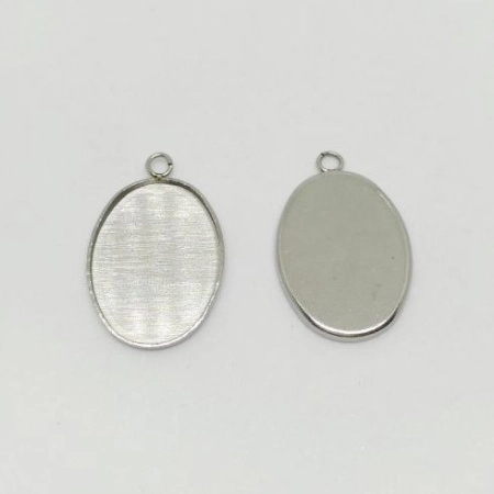 Рамка для кабошона 22х14мм (внутренний размер 18х13мм), овальная, лаконичная, базовый материал - нержавеющая сталь, без покрытия, 5 шт.