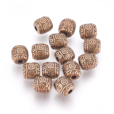 Бусина металлическая, 6х6х5.5мм, узорная, базовый материал - цинковый сплав, медная с чернением, 10 грамм