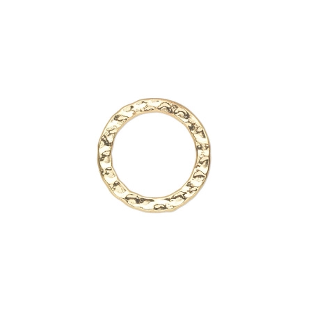Коннектор, 16мм, узорное кольцо, базовый материал - сталь, позолоченное, 2 шт.