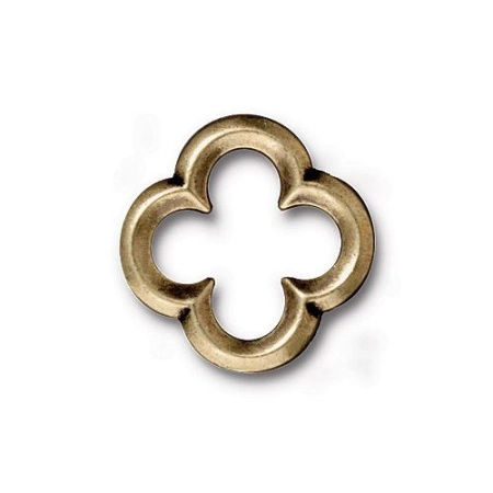 Коннектор, 16мм, TierraCast, Четырехлистник, базовый материал - оловянный сплав, бронзовый с чернением, 1 шт.