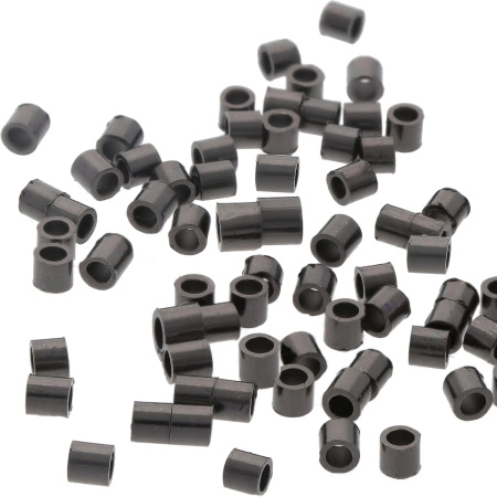 <p>Бюджетные кримпы - трубочки размером примерно 2*2 мм. Внутренний диаметр около 1.2 мм. На кримпах возможны заусенцы, могут попадаться помятые кримпы. Оттенок может отличаться от фотографии и в разных поставках. 
Произведено американской компанией BeadSmith в Китае. Цена за упаковку - около 100 шт (фасуются производителем на вес, без пересчёта и проверки на брак - могут попадаться помятые кримпы, кримпы с заусенцами).</p>