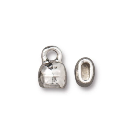 Концевики, 10.5х7х5мм (внутренний размер 4х2мм), TierraCast, Узорные, клеевые, для плоского шнура, базовый материал - оловянный сплав, покрытие - белая бронза (цвет под родий), пара