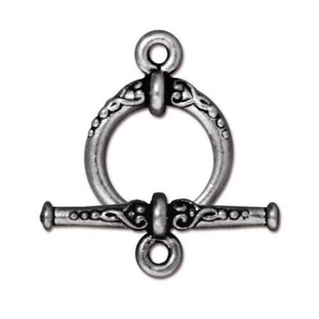 Застежка, 20х15мм, TierraCast, тогл, Наследие, базовый материал - оловянный сплав, родий с чернением, 1 шт.