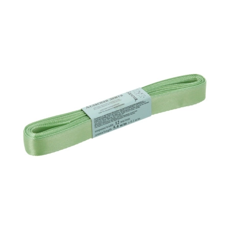 Лента атласная, Gaммa, 12мм, бледно-салатовая №052, моток, 5 метров