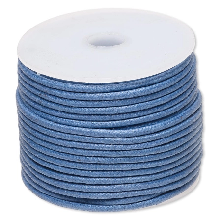 Шнур хлопковый вощеный, около 2мм, синий, 5 метров