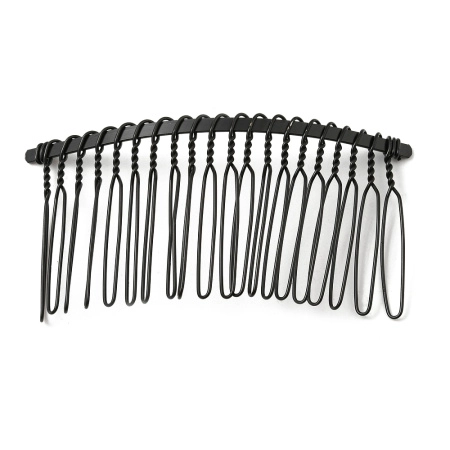 Гребень для волос, 77х38мм, металлический, базовый материал - железо, чёрного цвета, 2 шт.