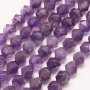 <p>Граненые бусины из натурального камня - аметиста. Бусины могут немного отличаться по форме и размеру. Оттенок бусин может немного отличаться от представленного на фотографии. Могут попадаться бусины с естественными трещинками и щербинками. Цена за низку, примерно 10 бусин.</p>