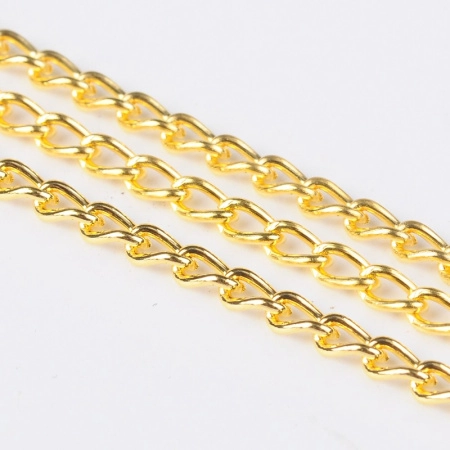 Цепочка отрезная (без замка), 3х2мм, витая, базовый материал - железо, золотистого цвета, 5 метров