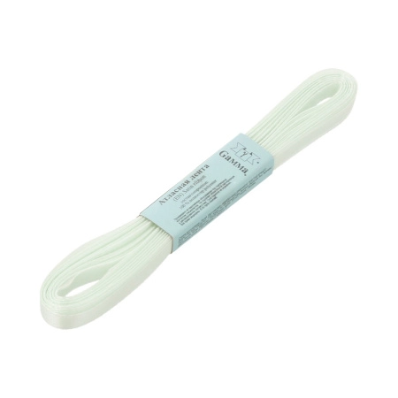 Лента атласная, Gaммa, 6мм, бледно-зеленая №013, моток, 5 метров