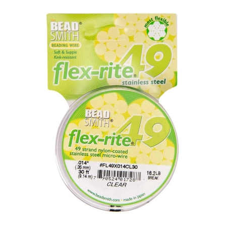 <p>Профессиональный ювелирный тросик Flex-Rite с нейлоновым покрытием. 49-жильный тросик премиум-класса. Цвет стальной (темно-серебристый). Оттенок может отличаться от фотографии и в разных поставках. Цена за катушку 30 футов (9.14 метра).</p>