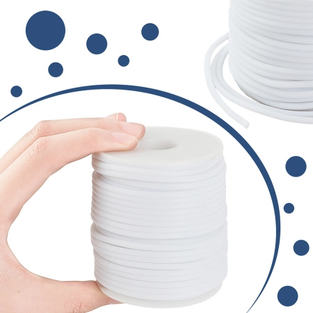 <p>Резиновый шнур диаметром около 3 мм. Хорошо подходит в качестве основы для оплетания кожей, нитками, бисером. Отлично смотрится в виде колье с крупной металлической бусиной-трубочкой. Оттенок может отличаться от фотографии и в разных поставках. По возможности, продается цельным куском, однако, может поставляться несколькими отрезами. Цена за 5 метров.</p>