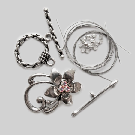 Набор для 2-х браслетов, Swarovski, прозрачный с АВ, посеребренный, 1 шт.