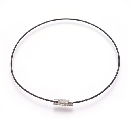 Основа для браслета (чокер) с замком, 1мм, цвет черный, 20-24 см, 5 шт. Основа для браслета (чокер) с замком, 1мм, цвет черный, 20-24 см, 5 шт.