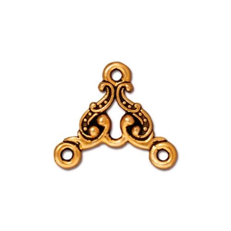 Соединитель-переходник, 17мм, TierraCast, с двумя петельками, Ампир, базовый материал - оловянный сплав, позолоченный с чернением, 1 шт.