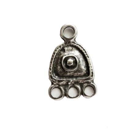 Соединитель-переходник, 26х16х2мм, Историческая коллекция, Монисто, с тремя петельками, базовый материал - цинковый сплав, посеребренный с чернением, 1 шт.