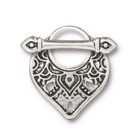 Застежка, 21.4х18.5мм, TierraCast, тогл, Храм, базовый материал - оловянный сплав, посеребренный с чернением, 1 шт.