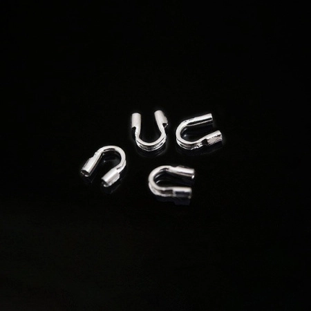 Концевики, 5х4мм (внутренний размер 0.56мм), Корея, защитные скобы, базовый материал - латунь, родий, пара