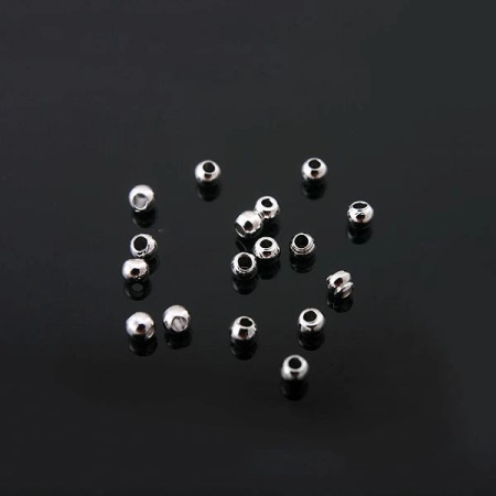 Бусина металлическая, 2мм, Корея, гладкая, базовый материал - латунь, под родий, около 0.5 грамм