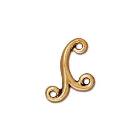 Соединитель-переходник, 12х11мм, TierraCast, с двумя петельками, Мелодия, базовый материал - оловянный сплав, позолоченная с чернением, 1 шт.