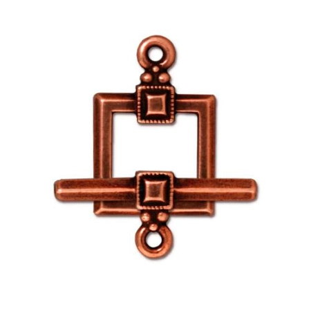 Застежка, 18х13мм, TierraCast, тогл, квадрат, базовый материал - оловянный сплав, медный, 1 шт.