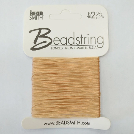 Нить нейлоновая Beadstring, толщина 2, светло-бежевая, моток, 23.7 метра