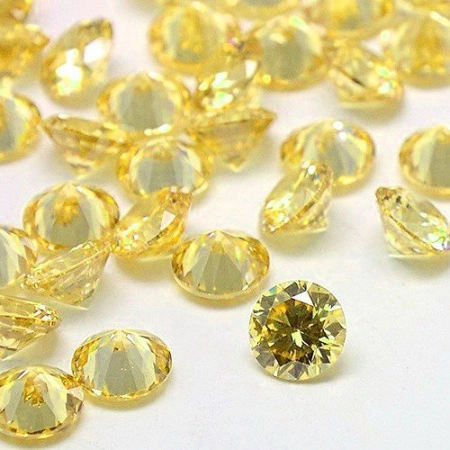 Ювелирный кристалл из фианита, 1мм, форма круг, желтый, 80-100 шт. Ювелирный кристалл из фианита, 1мм, форма круг, желтый, 80-100 шт.