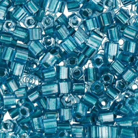 Бисер TOHO Hexagon, размер 11/0, цвет #377 (Окрашенный изнутри, светлый сапфир/металлизированный зелено-голубой), 10 грамм
