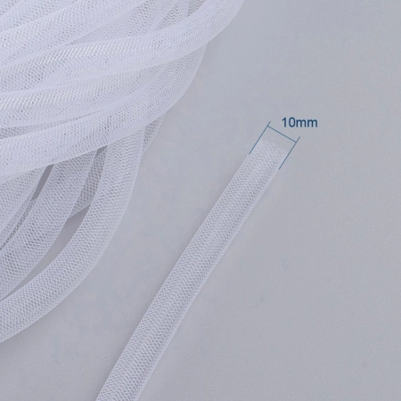 Бижутерная сетка-рукав, 10мм, белая, 10 метров