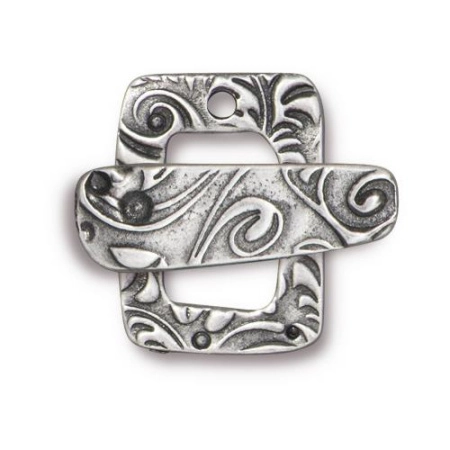 Застежка, 20х14.7мм, TierraCast, тогл, прямоугольный, Сад, базовый материал - оловянный сплав, под античное серебро, 1 шт.