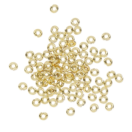 Соединительное колечко, 3мм (толщина 1мм, внутренний размер 1мм), базовый материал - латунь, золотистого цвета, 40 шт.