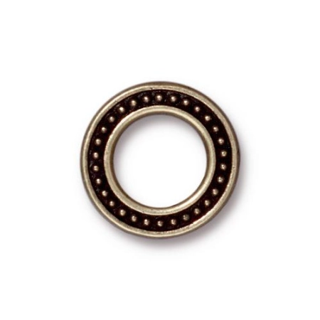 Коннектор, 16мм, TierraCast, кольцо с пупырышками, базовый материал - оловянный сплав, бронзовое с чернением, 2 шт.