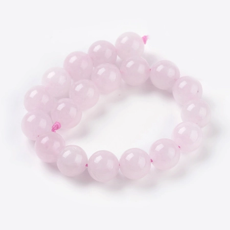 Бусины каменные, кварц, розовый, 10мм, 18 шт., низка