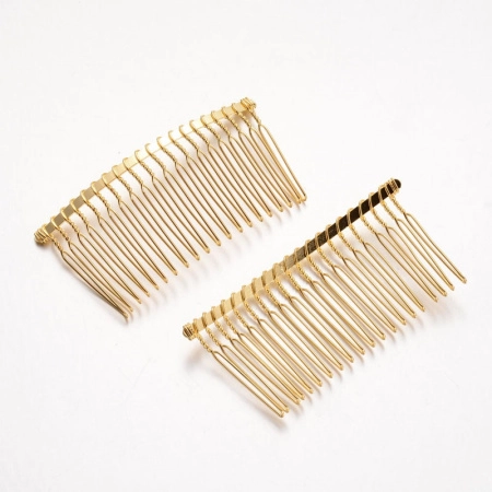 Гребень для волос, 77х38мм, металлический, базовый материал - железо, золотистого цвета, 2 шт.