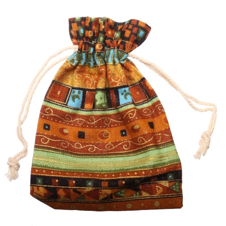 Мешочек холщовый, 13х10см, Этника, в горчично-зеленых тонах, 2 шт.