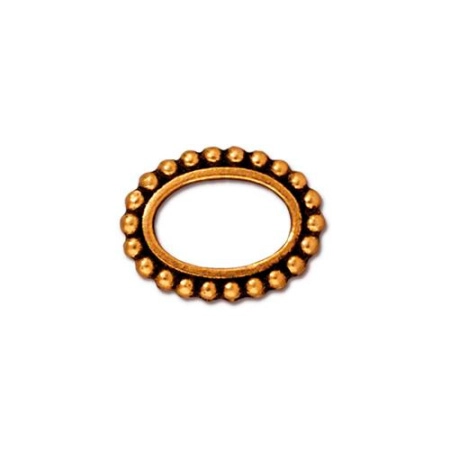 Рамка для бусин, 15х11мм, TierraCast, овал, базовый материал - оловянный сплав, позолоченный с чернением, 2 шт.