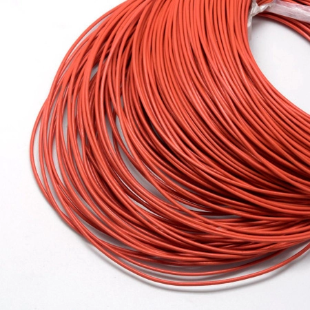 Шнур кожаный, около 2мм, оранжево-красный, 2 метра