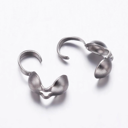 Концевики, 8.5х3.8мм, каллоты, диски, базовый материал - нержавеющая сталь, без покрытия, пара