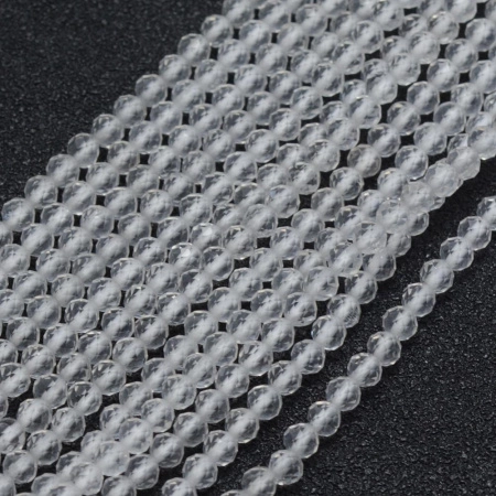 Бусины каменные, горный хрусталь, граненый, 2-2.5мм, 160-180 шт., низка Бусины каменные, горный хрусталь, граненый, 2-2.5мм, 160-180 шт., низка