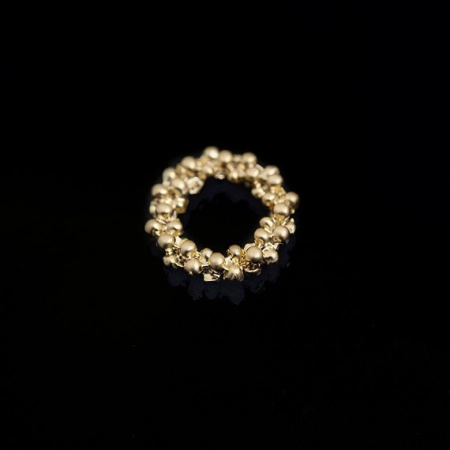 Коннектор, 12мм, Корея, кольцо узорное, базовый материал - латунь, матовое позолоченное, 1 шт.