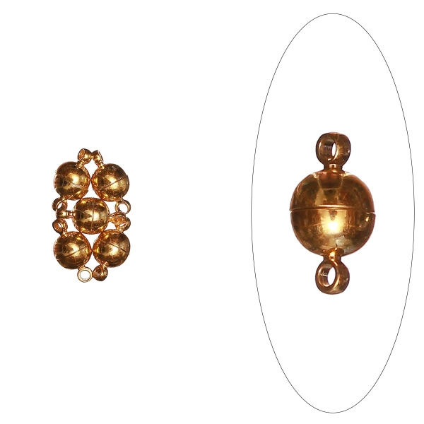 <p>Магнитная застежка под золото. Оттенок может отличаться от фотографии и от партии к партии. Несмотря на свой небольшой размер, магниты очень сильные. Диаметр петелек - около 1.2 мм. На покрытии возможны темные пятнышки, царапинки. Цена за 1 шт.</p>