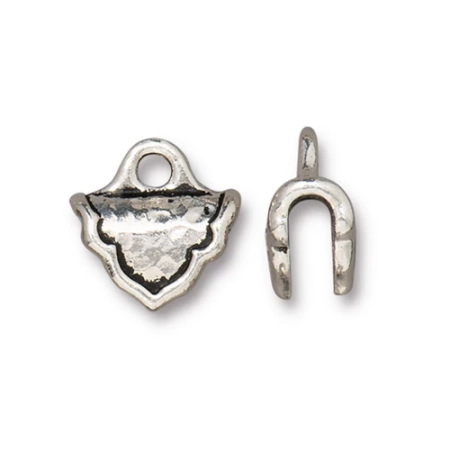 Концевики, 12х12мм (ширина 12мм), TierraCast, зажимы для ленты, узорные, базовый материал - оловянный сплав, посеребренные с чернением, пара