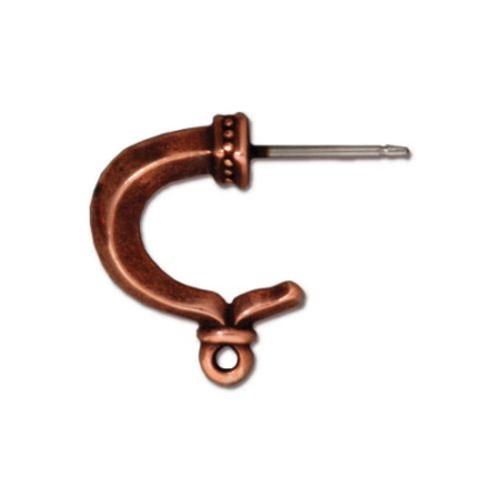 Пусеты, 19х16мм, TierraCast, Греческая петля с петелькой, базовый материал - титан/пьютер, медные, пара