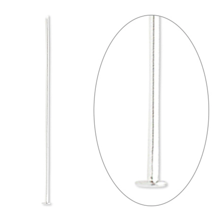 Пины со шляпкой, 50х0.511мм, базовый материал - латунь, посеребренные, 40 шт.