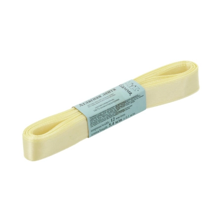 Лента атласная, Gaммa, 12мм, светло-желтая №009, моток, 5 метров