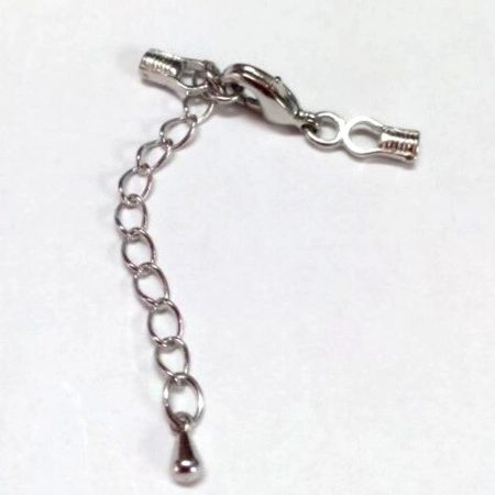 Застежка-карабин 12х7мм с удлиняющей цепочкой и концевиками-пружинками 12х4мм (внутренний размер 1.6мм), базовый материал - латунь, стального цвета, 2 шт.