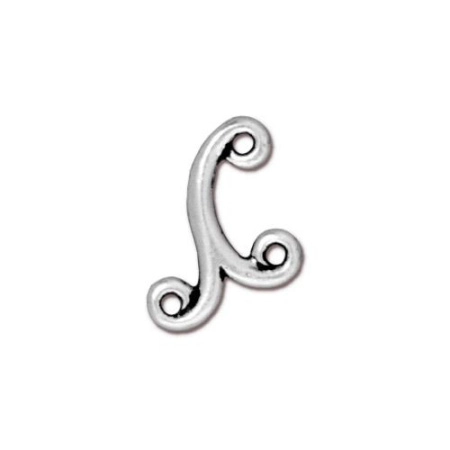 Соединитель-переходник, 12х11мм, TierraCast, с двумя петельками, Мелодия, базовый материал - оловянный сплав, посеребренная с чернением, 2 шт.