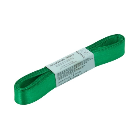 Лента атласная, Gaммa, 12мм, зеленая №019, моток, 5 метров