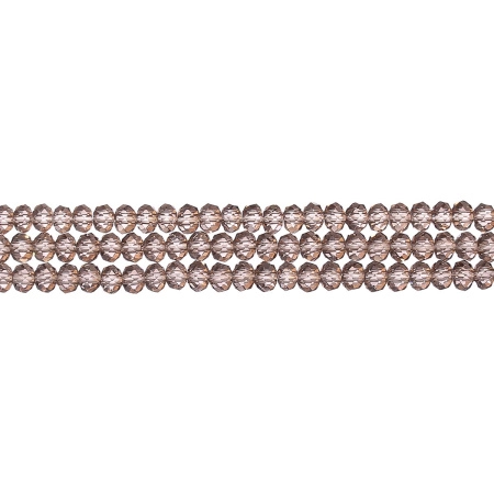 Бусины стеклянные, 4х3.5мм, граненые, рондели, коричнево-серые, 150 шт., низка