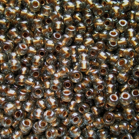 Бисер TOHO круглый, размер 11/0, цвет #993 (Внутренняя позолота, черный бриллиант), 10 грамм