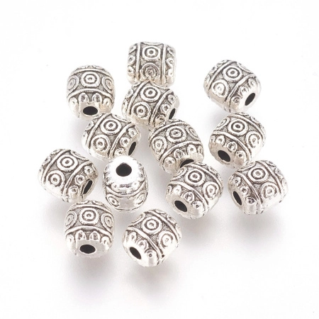Бусина металлическая, 6х6х5.5мм, узорная, базовый материал - цинковый сплав, стиль тибетское серебро, 10 грамм